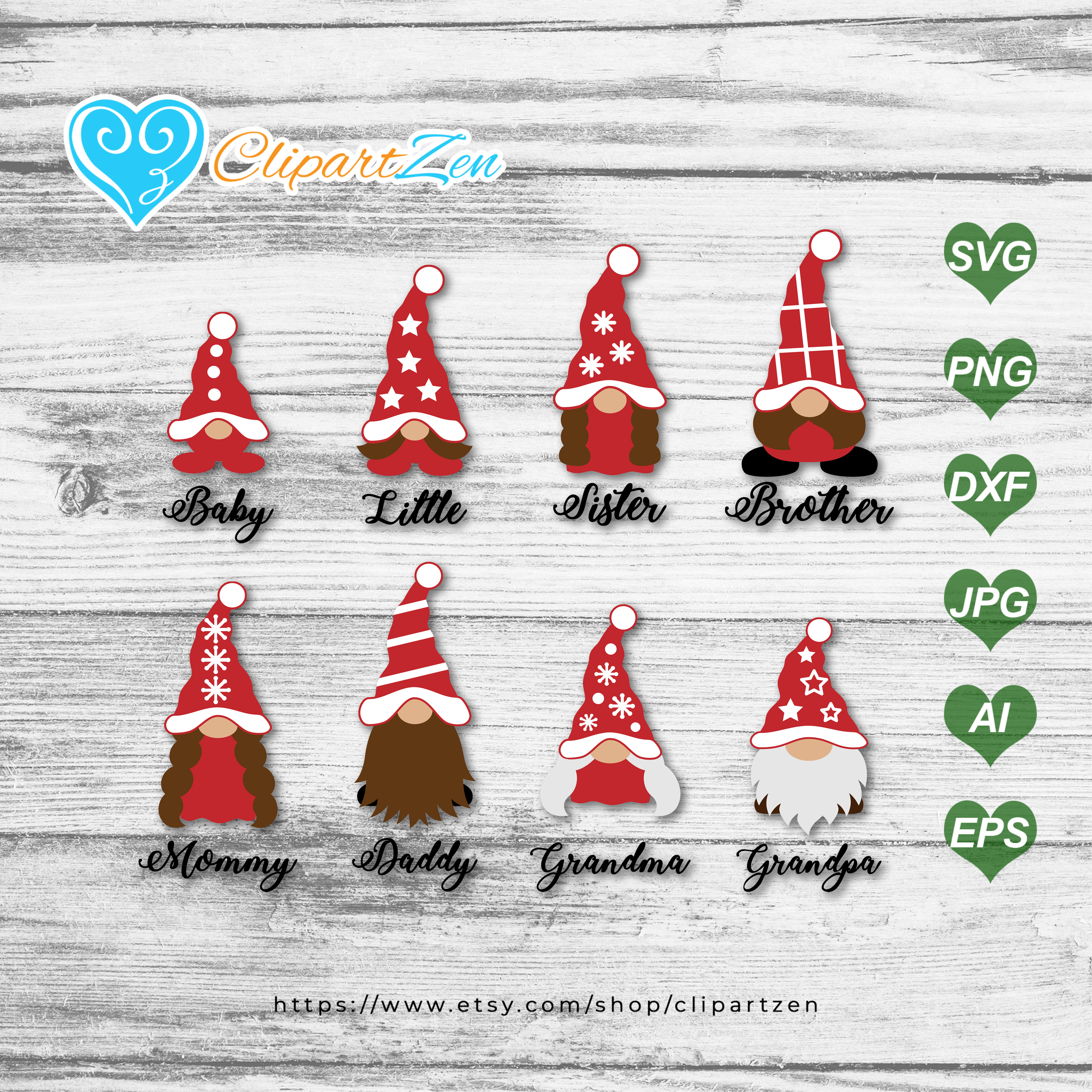 Christmas Family Gnomes SVG Cut Files Clipartzen