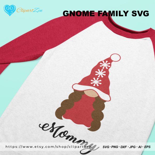 Christmas Mommy Gnome SVG Print on TShirt
