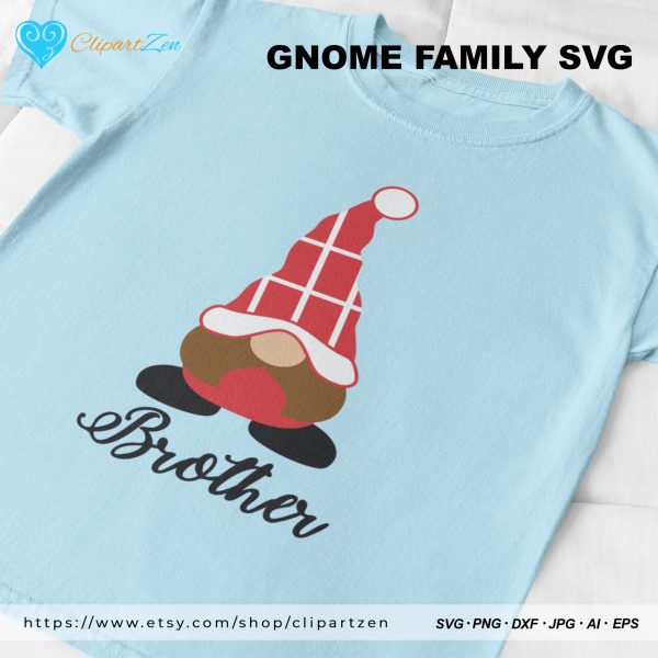 Christmas Brother Gnome SVG Print on TShirt