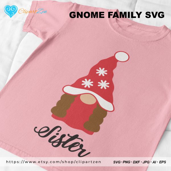 Christmas Sister Gnome SVG Print on TShirt