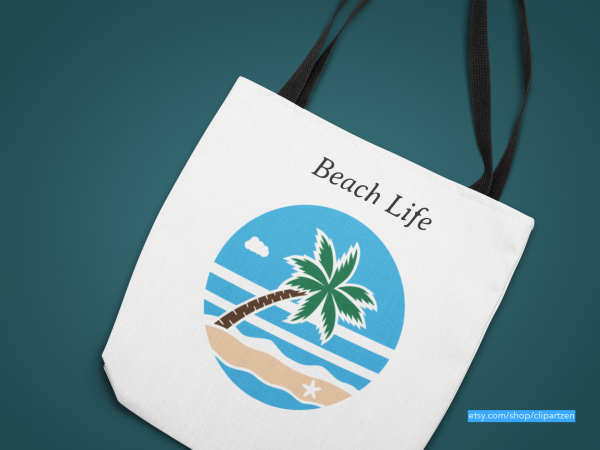 Nature Palm Island SVG Print on Tote Bag