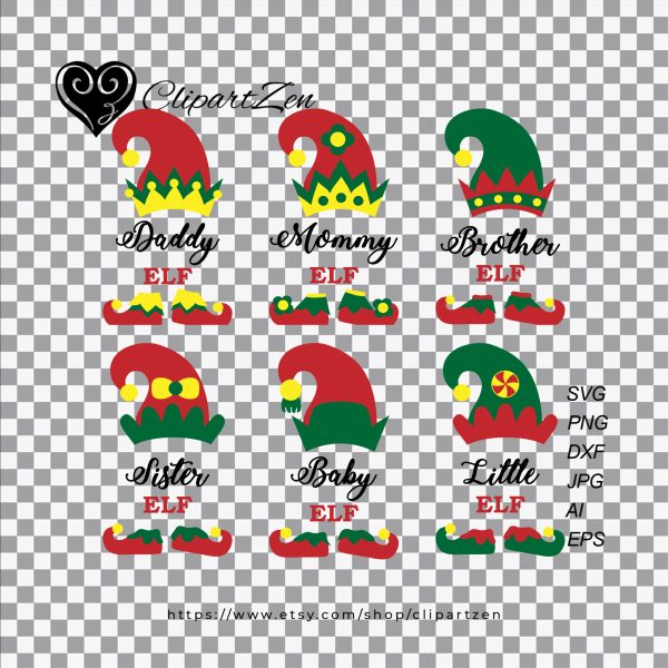 Christmas Family Elf SVG Transparent View