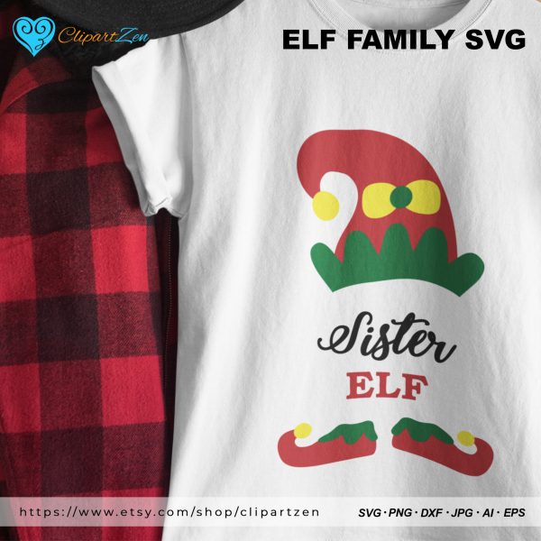 Sister Elf SVG Print on TShirt