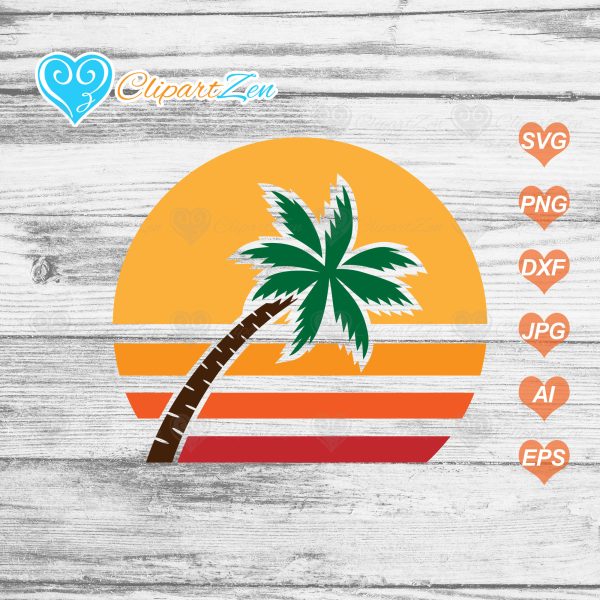 Sunset Palm SVG Cut Files Clipartzen