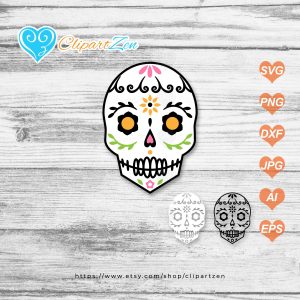 Sugar Skull SVG Cut Files Clipartzen