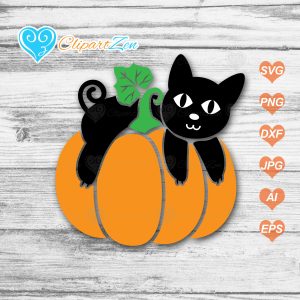 Black Cat on Pumpkin SVG Cut Files Clipartzen