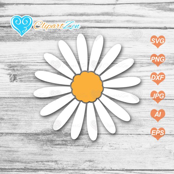 White Daisy SVG Cut Files Clipartzen