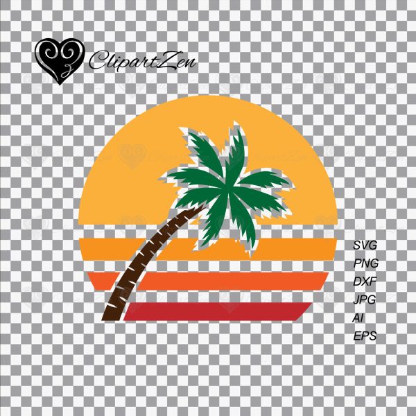 Palm Sunset SVG Transparent View