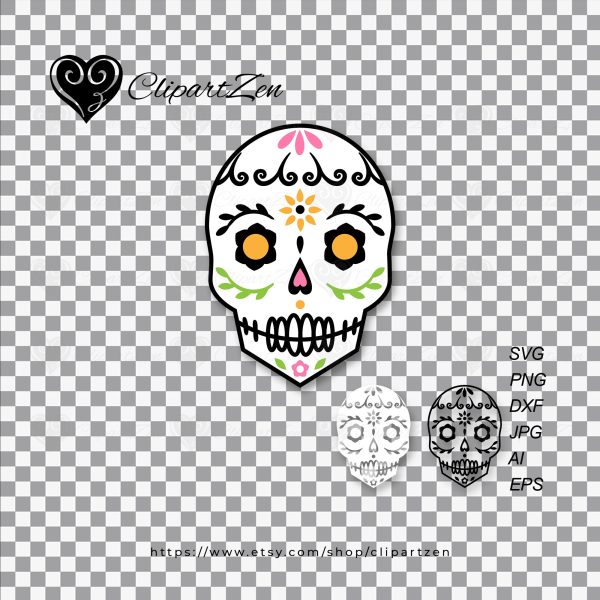 Sugar Skull SVG Transparent View