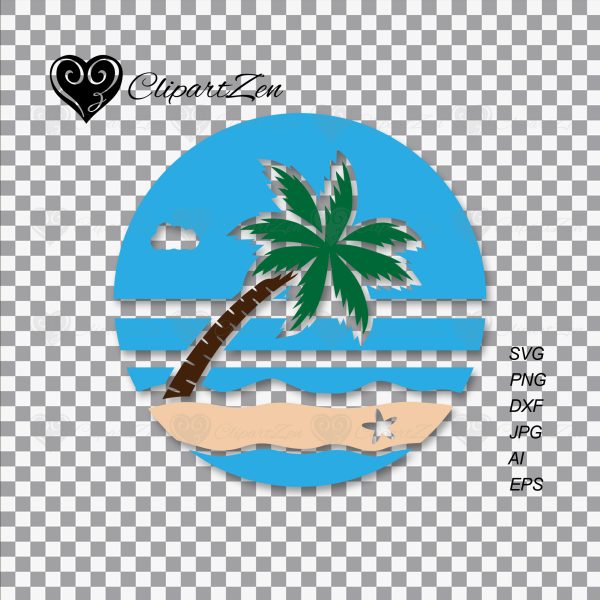 Nature Palm Island SVG Transparent View