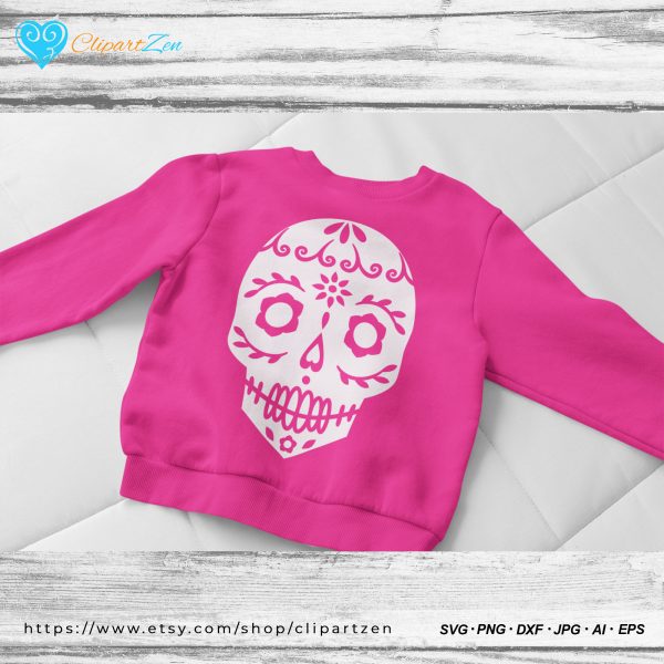 Sugar Skull SVG Print on TShirt