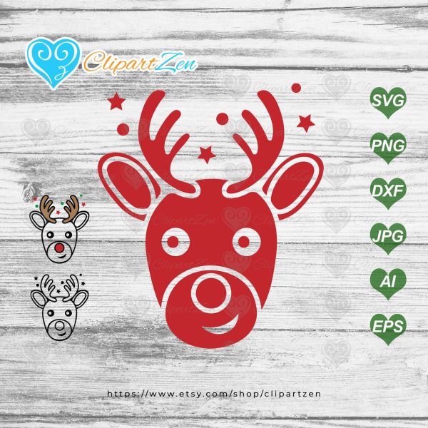 Christmas Rudolph Reindeer SVG Cut Files Clipartzen