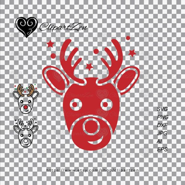 Christmas Rudolph Reindeer SVG Transparent View