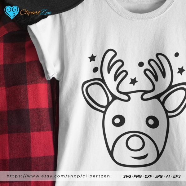 Christmas Rudolph Reindeer SVG Print on TShirt