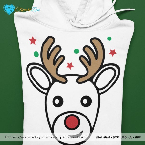 Christmas Rudolph Reindeer SVG Print on Hoodie Jacket