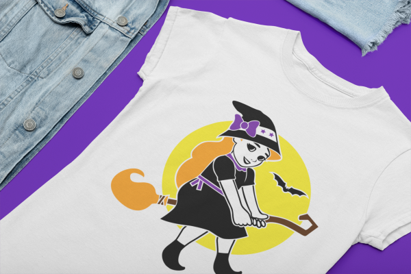 Witch Girl Moon SVG Print on TShirt