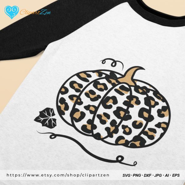 Pumpkin Leopard SVG Print on TShirt