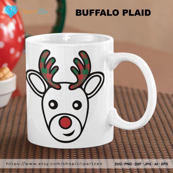 Christmas Rudolph Reindeer Buffalo SVG Print on Mug