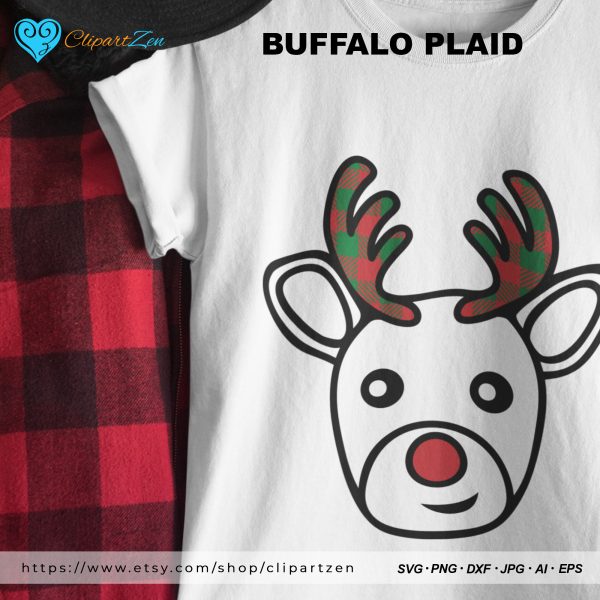 Christmas Rudolph Reindeer Buffalo SVG Print on TShirt