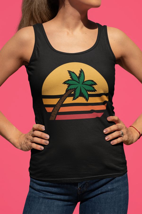Sunset Palm SVG Print on Tank Top